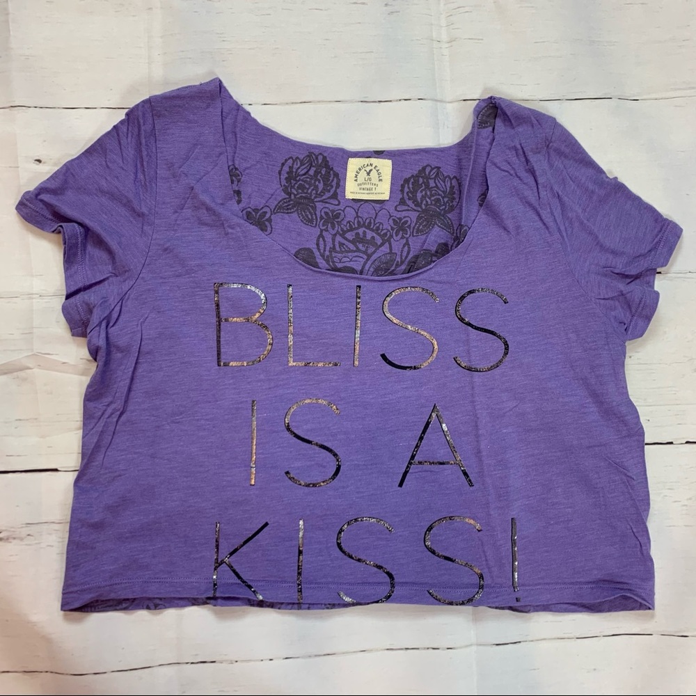 American Eagle outfitters Vintage Large puprle violet crop top tee cotton short